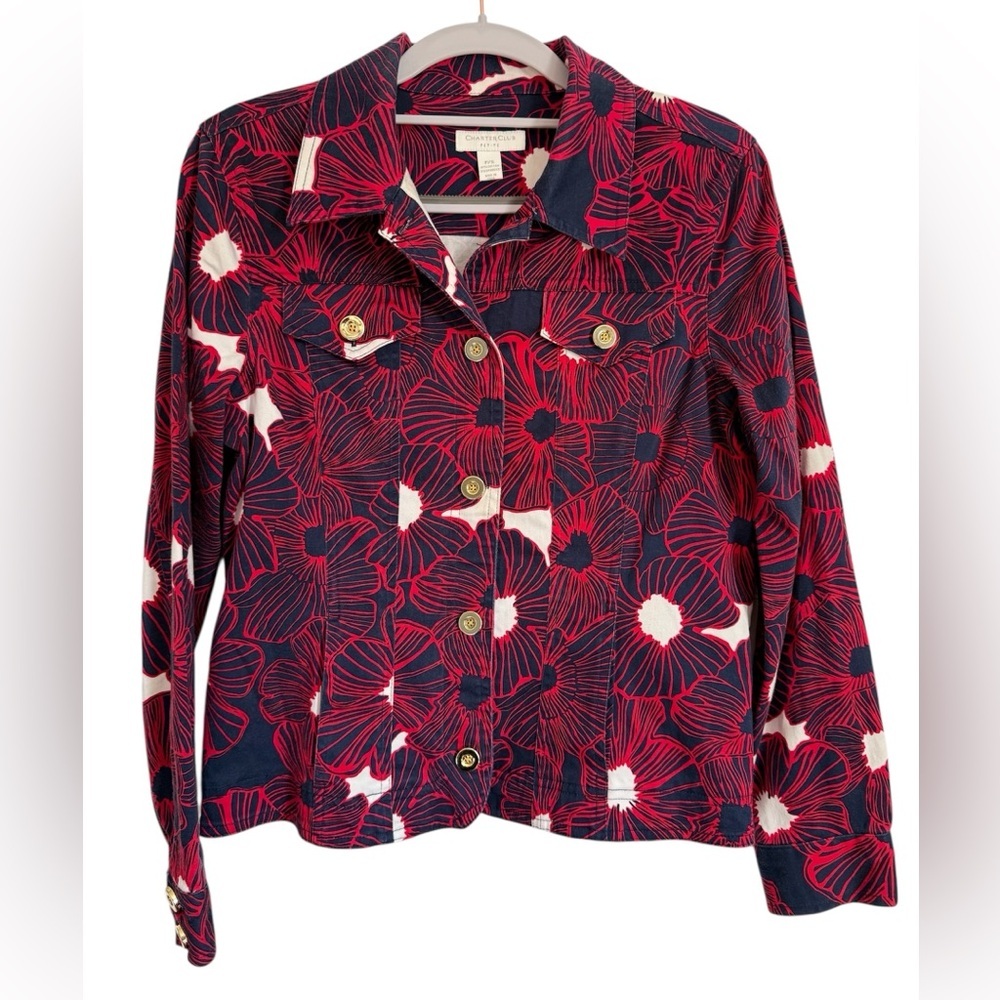 Charter Club Red and Blue Floral Blazer